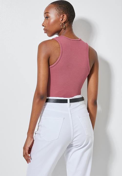 Superbalist - Cutout detail rib top - dark pink