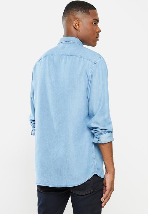 POLO - Jack tencel custom fit denim shirt - blue