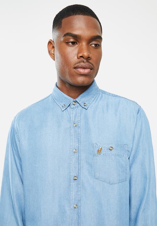 POLO - Jack tencel custom fit denim shirt - blue