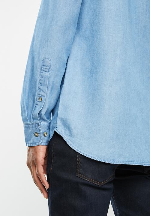 POLO - Jack tencel custom fit denim shirt - blue