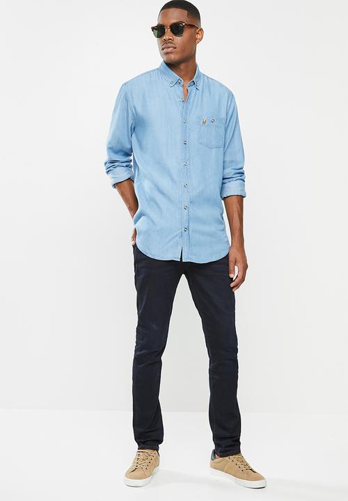 POLO - Jack tencel custom fit denim shirt - blue