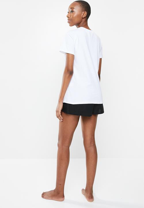 Superbalist - Sleep shorts & tee set - black & white