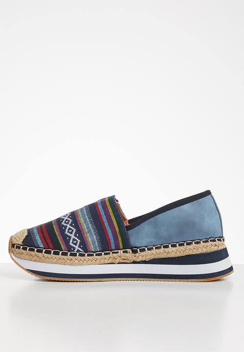 Seduction - Printed flatform slip-on - blue