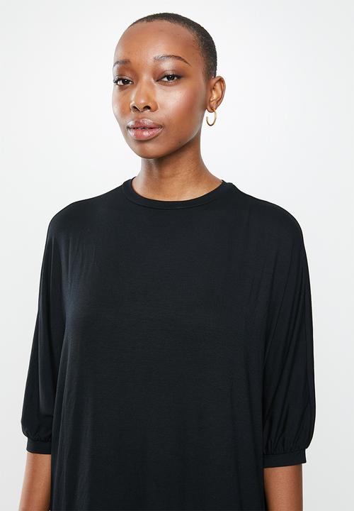 edit - Conscious knit batwing dress - black