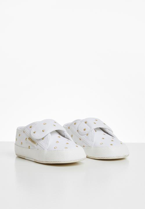 SUPERGA - Infants velcro - white & gold