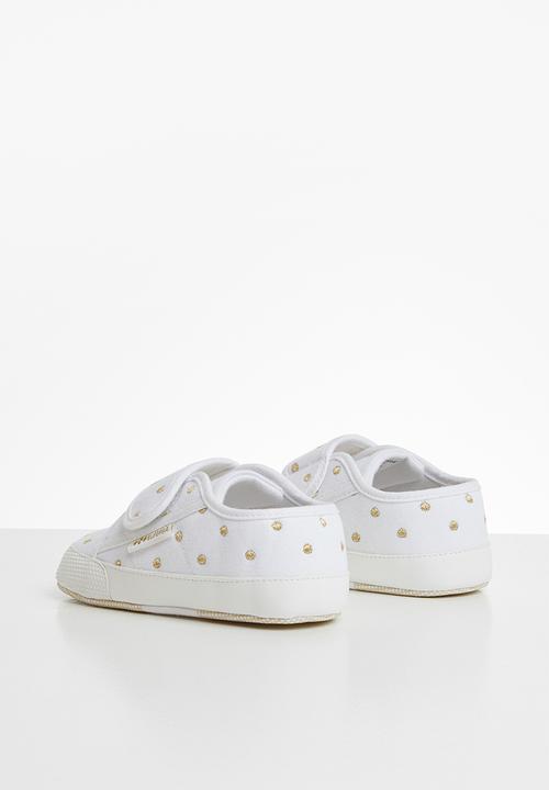 SUPERGA - Infants velcro - white & gold