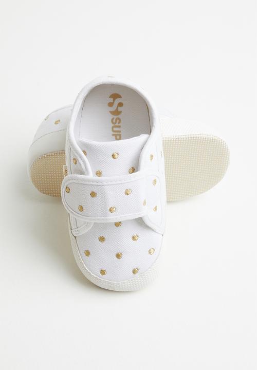 SUPERGA - Infants velcro - white & gold