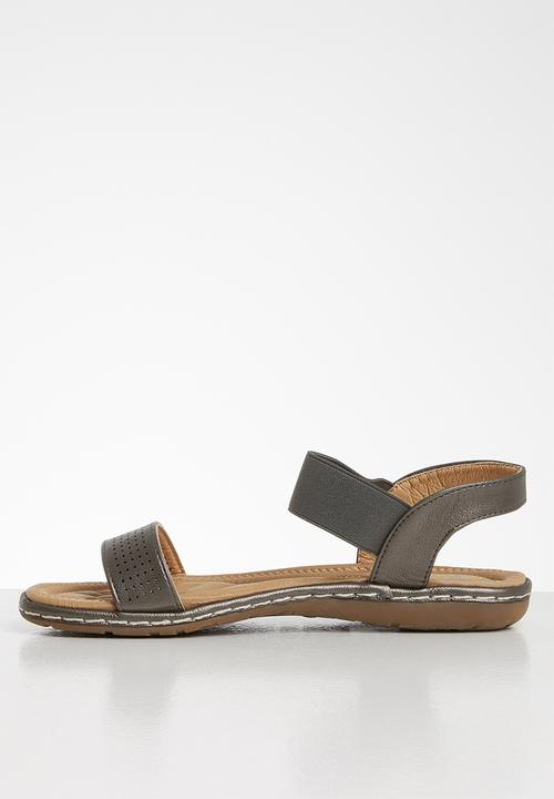 Seduction - Faux leather slingback sandal - pewter