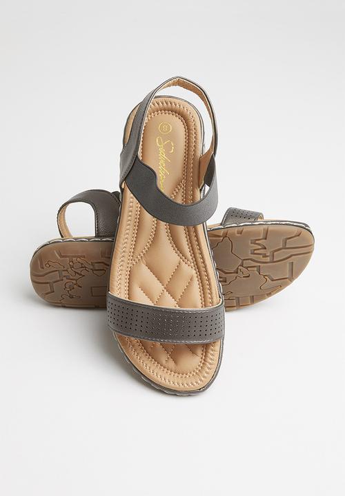Seduction - Faux leather slingback sandal - pewter