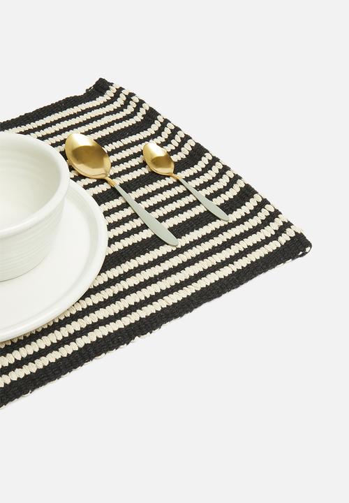 Sixth Floor - Natural woven placemat set of 6 - natural & black