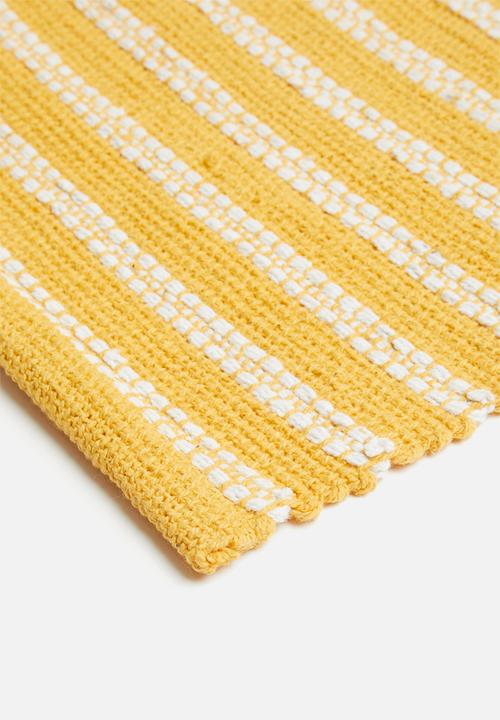 Sixth Floor - Stripy woven placemat set of 6 - mustard & white