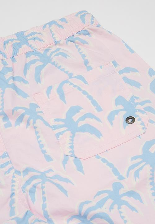 Free by Cotton On - Boys volly short - wild palms & pink quartz