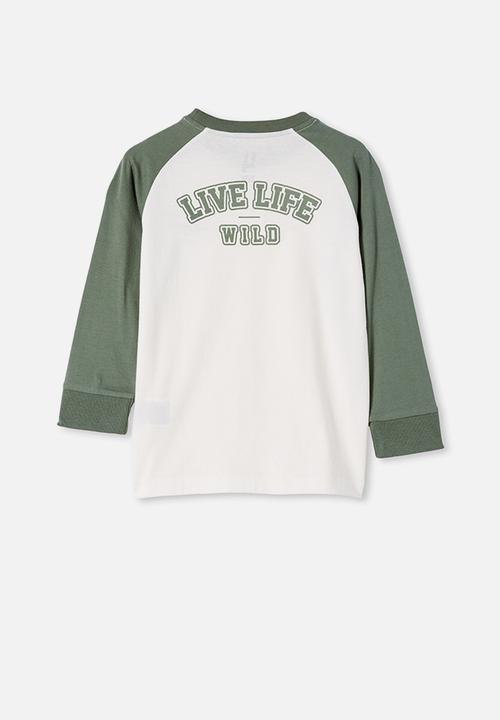 Cotton On - Tom long sleeve raglan tee - green