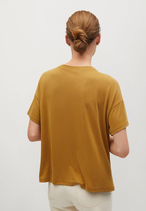 MANGO - T-shirt modal - medium yellow