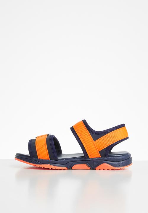 Pop Candy - Boys wjk sandal - navy & orange