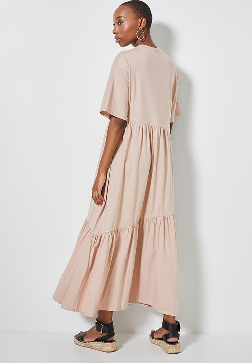 Superbalist - Aysm cutline tiered knit dress - stone