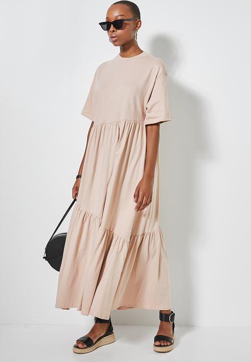 Superbalist - Aysm cutline tiered knit dress - stone