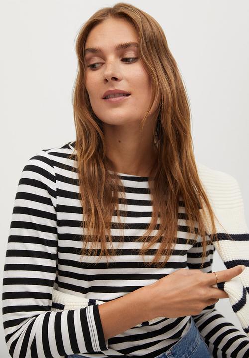 MANGO - T-shirt saco - black & white