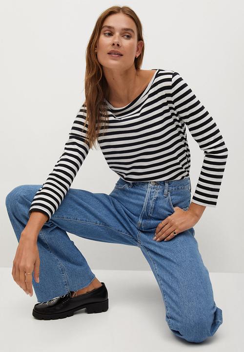 MANGO - T-shirt saco - black & white
