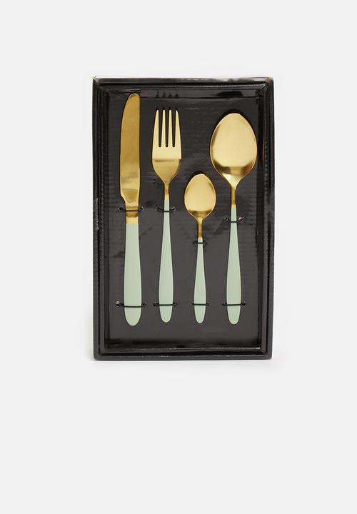 Excellent Houseware - Pastel pop cutlery set 16 - green