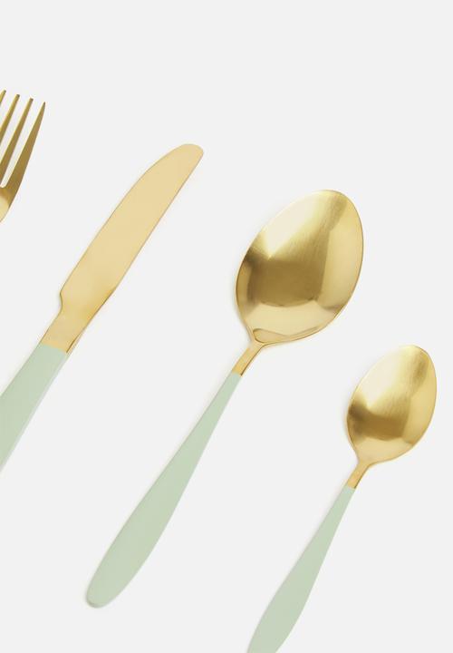 Excellent Houseware - Pastel pop cutlery set 16 - green