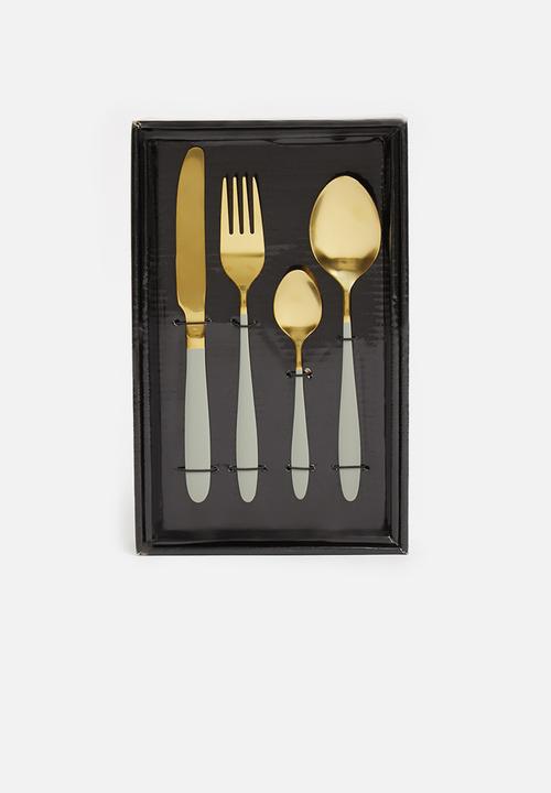 Excellent Houseware - Pastel pop cutlery set 16 - grey