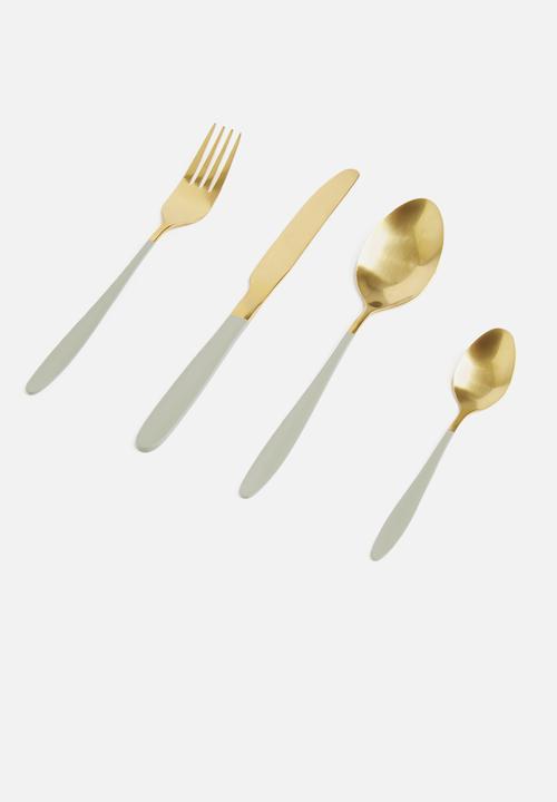 Excellent Houseware - Pastel pop cutlery set 16 - grey