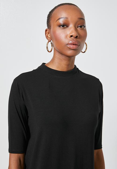 Superbalist - Turtle neck tunic with deep slit - black