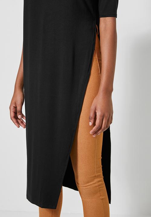 Superbalist - Turtle neck tunic with deep slit - black