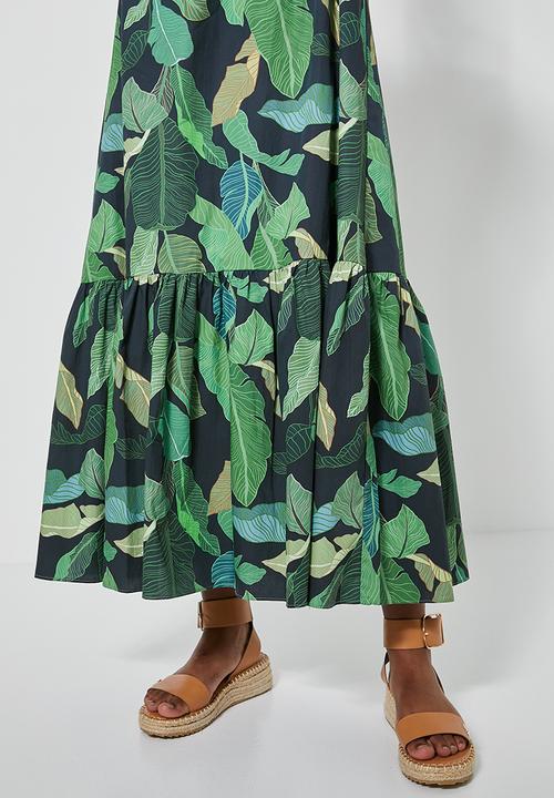Superbalist - Square neck tiered dress - green 