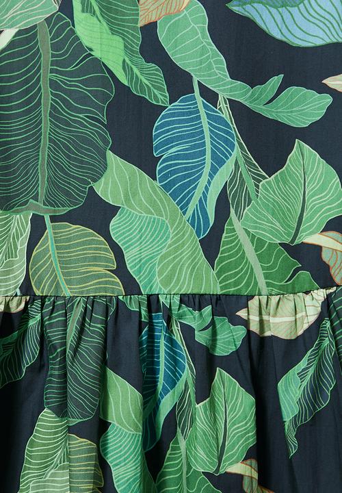 Superbalist - Square neck tiered dress - green 