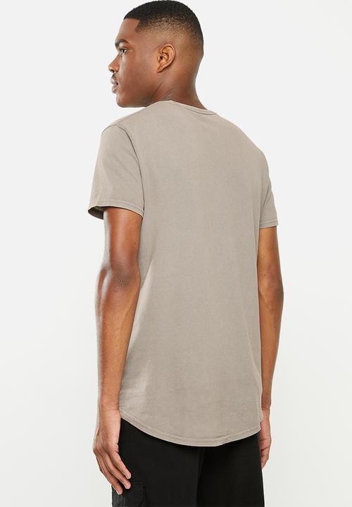 Factorie - Curved graphic T-shirt - washed grey