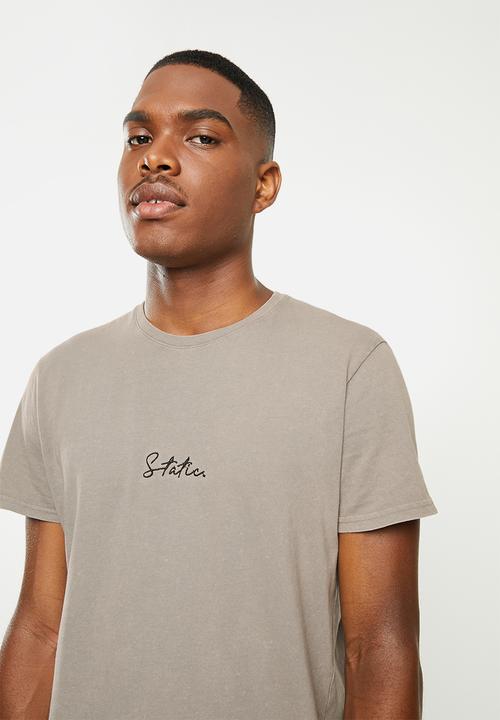 Factorie - Curved graphic T-shirt - washed grey