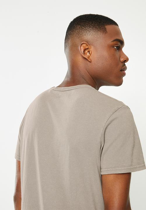 Factorie - Curved graphic T-shirt - washed grey