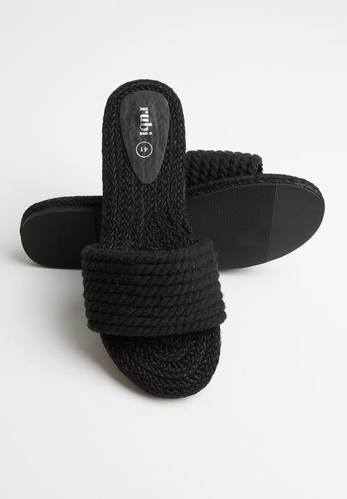 Cotton On - Remi rope single vamp espadrile slide - black rope