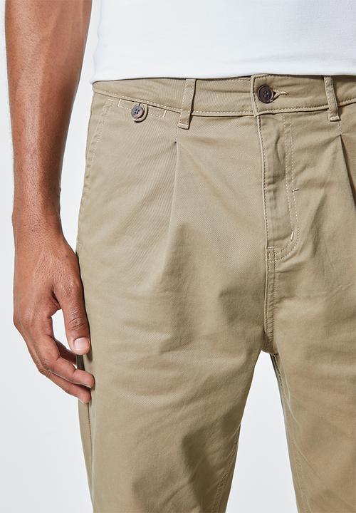 Superbalist - Seoul pleated tapered chino - taupe