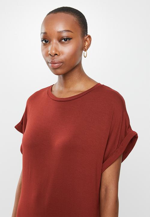 edit - Knit grown on sleeve slit maxi - brick