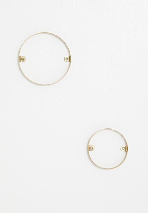Sixth Floor - Circle wall mounted stem vase set of 2 - gold