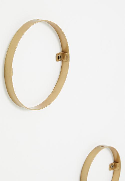 Sixth Floor - Circle wall mounted stem vase set of 2 - gold