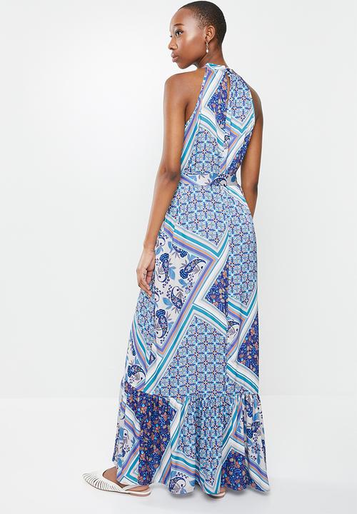 edit - Highneck scarf print maxi - multi 