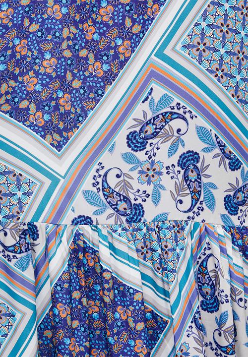 edit - Highneck scarf print maxi - multi 