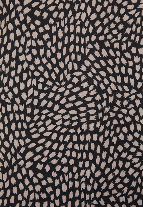 edit - Mandarin tie sleeveless shell - black  & brown 