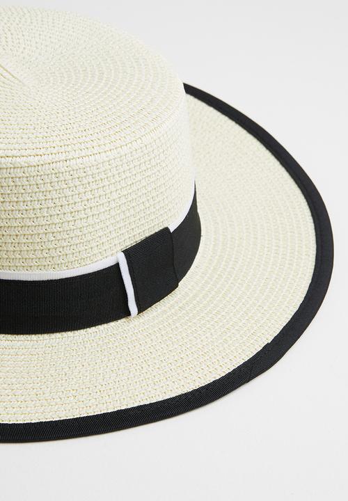 SISSY BOY - Mat: panama style hat  - black & cream 