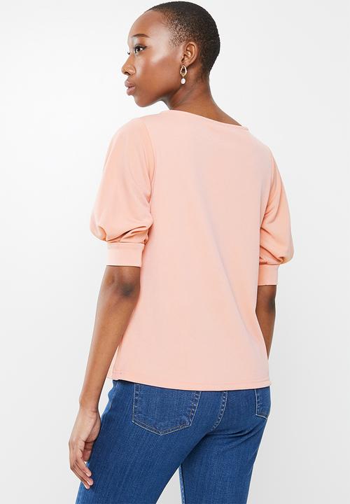 edit - Textured knit flutter tee - rose