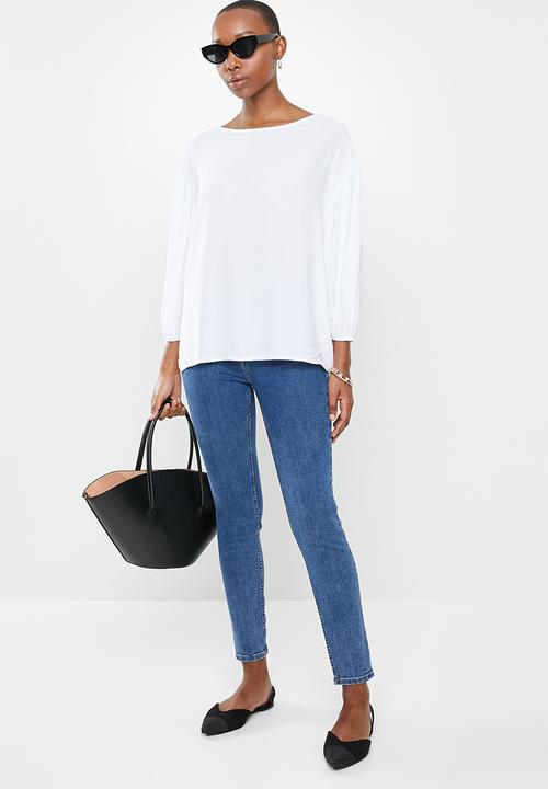 edit - Puff slv basic woven shell - milk