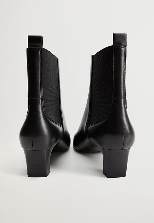 MANGO - Agua leather ankle boot - black