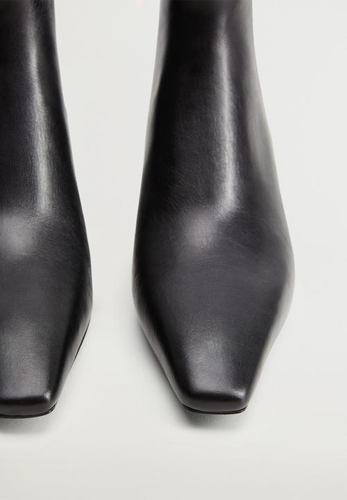 MANGO - Agua leather ankle boot - black