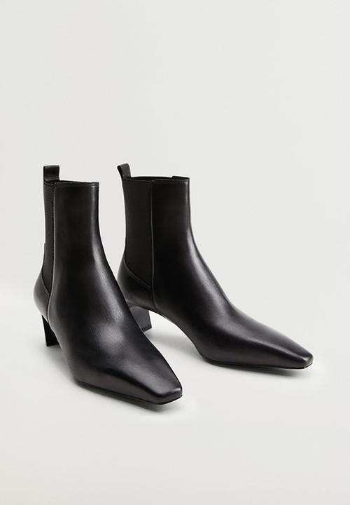 MANGO - Agua leather ankle boot - black