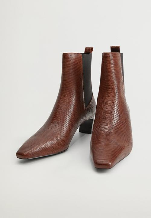 MANGO - Agua leather ankle boot - dark brown