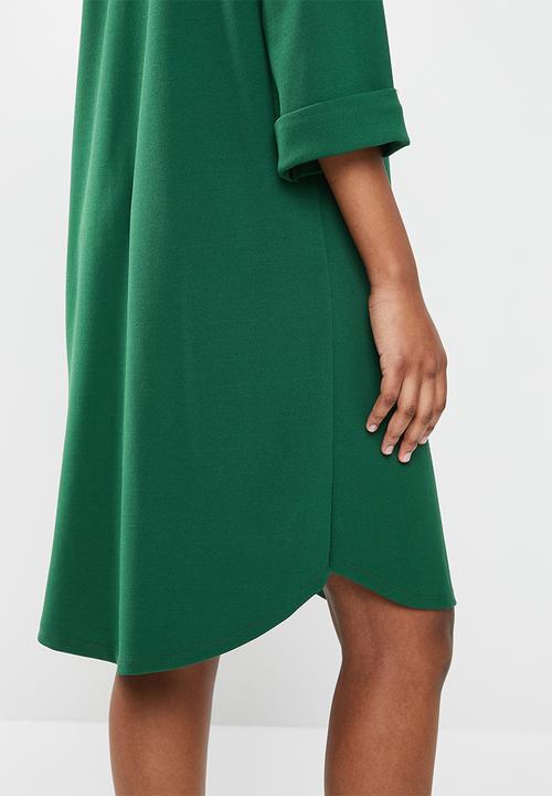 edit - 3/4 sleeve notch neck high low tunic - emerald
